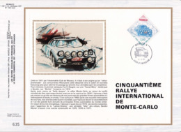 Feuillet Tirage Limité CEF 189 Soie Cinquantième Rallye Internatonal De Monte-Carlo Voiture Auto Automobile Monaco - Cartas & Documentos