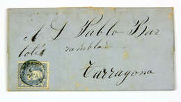 Lettre Avec Correspondance 1870 Barcelona --> Tarragona, Affr. 50 M Type Espana - Briefe U. Dokumente