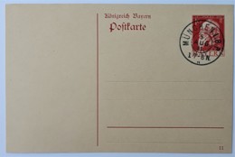 BAYERN 1911 - POSTKARTE Ungebraucht 10pf - Gest. MÜNCHEN - Enteros Postales