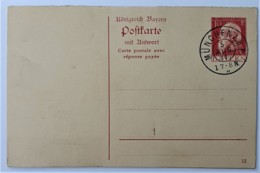 BAYERN 1911 - POSTKARTE MIT ANTWORT Ungebraucht 10pf - Gest. MÜNCHEN - Postwaardestukken