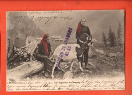 DJQ-45 Paysannes De Champéry Avec Chèvre à Cou Noir Du Haut-Valais.Tampon Escadron Dragons 35 Circulé Vers Bienne 1914. - Champéry