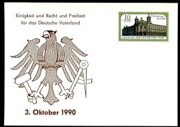 DDR PP21 D1/001 Privat-Postkarte WIEDERVEREINIGUNG 1990 - Private Postcards - Mint