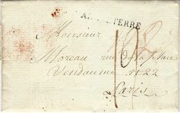 1814- Lettre De Londres  Pour Paris Entrée ANGLETERRE  40 Mm Noir  -au Dos, Foreign /175 - Marques D'entrées