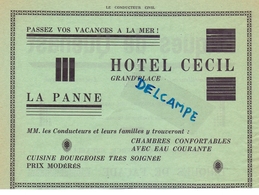 Orig. Knipsel Magazine - Pub Reclame Hotel Cecil - La Panne - De Panne - 1933 - Advertising