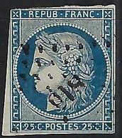 FRANCE:   Le Y&T 4  Obl. PC918 (Château-Gonthier) Coupé Court Coin NO - 1849-1850 Ceres