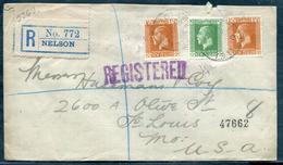 NOUVELLE ZELANDE - N° 163 + 165 (2) / LR DE NELSON LE 3/7/1919 POUR USA - TB - Covers & Documents