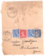 BILLY / OISY Nièvre Entier Carte Lettre 65c Paix Bleu 10c Mercure 5c Semeuse Yv 365-CL1 407 278B Ob 1939 Dest St Sauveur - Briefe U. Dokumente