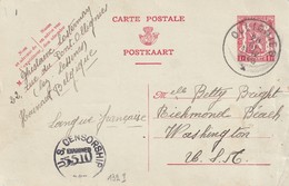 DDW 888  --  Entier Postal Petit Sceau OLLIGNIES 1945 Vers WASHINGTON USA - Censure Américaine - Oorlog 40-45 (Brieven En Documenten)