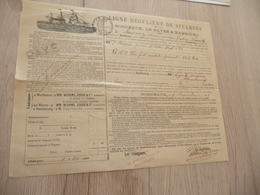 Connaissement  Ligne Steamers Bordeaux Le Havre Hambourg Verdet 1888 - Transporte