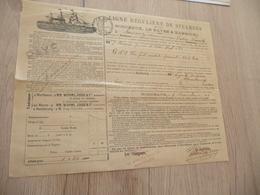 Connaissement  Ligne Steamers Bordeaux Le Havre Hambourg Verdet 1888 - Transportmiddelen
