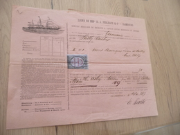 Connaissement Perlbach Bordeaux Hambourg 1877 Pour Anvers Tartre - Transport