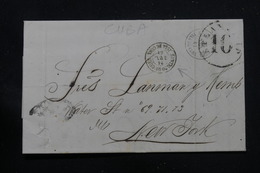 CUBA - Lettre De Santiago De Cuba Pour New York En 1861 , Voir Cachets D 'Acheminement - L 57701 - Prefilatelia