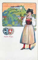 Aargauer Trachtenfrau Vor Schloss Lenzburg        Ca. 1910 - Lenzburg