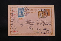 TURQUIE - Entier Postal + Compléments De Beyoglu ( Istanbul ) Pour Nice En 1943 Avec Contrôle Postal Allemand - L 57722 - Entiers Postaux