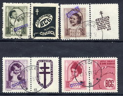 POLAND 1950 Currency Reform Handstamp On Tuberculosis Campaign Set Used.  Michel 613-16 - Oblitérés