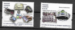PANAMA, 2019, MNH, 115TH ANNIVERSARY OF THE POST OFFICE, NEW INSTALLATIONS, COMMMUNICATIONS, PHONES, INTERNET, 2v - Poste
