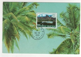 Beau Timbre , Stamp Sur Carte Souvenir De Papeete RP Du 30/8/1991 - Lettres & Documents
