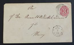 Ganzsache Thurn Und Taxis  3 Kreuzer  Bingen   #cover5217 - Lettres & Documents