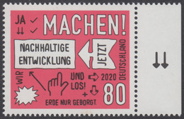 !a! GERMANY 2020 Mi. 3525 MNH SINGLE W/ Right Margin (a) - Sustainable Development - Unused Stamps