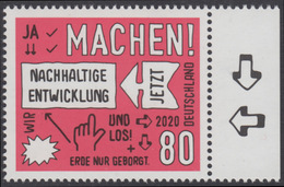 !a! GERMANY 2020 Mi. 3525 MNH SINGLE W/ Right Margin (c) - Sustainable Development - Unused Stamps