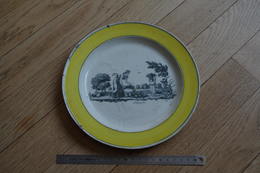 X Assiette Plate Platte  Plaat  Placa  Creil Jaune Septembre Avant 1810 Empire Napoléon Napoléone - Creil Montereau (FRA)