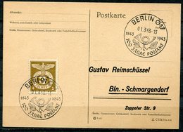 German Empires 1943 Drucksachen Stempel Belegkarte Mit Mi.Nr.830 U. SST"Berlin-o17-100 Jahre Postamt  "1 Karte - Covers & Documents