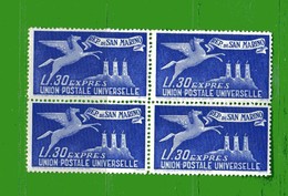 San.MARINO**-1946 - ESPRESSO . Unif. E. 15. MNH. QUARTINA. - Express Letter Stamps