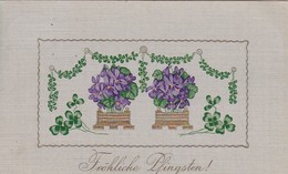 AK Fröhliche Pfingsten - Klee Blumen - Golddruck Reliefdruck - 1900 (49063) - Pfingsten