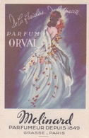 Carte Parfumée  -  Publicitaire (1960)  -  Parfum " ORVAL " Maison " MOLINARD "  - Voir Description - Oud (tot 1960)