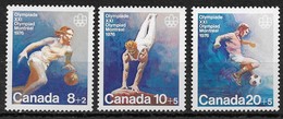 Canada 1976. Scott #B10-2 (MNH) Montreal Olympic Games, Basketball, Vaulting & Soccer ** Complete Set - Unused Stamps