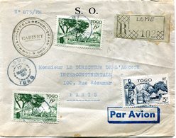 TOGO LETTRE RECOMMANDEE PAR AVION DEPART LOME 12 MARS 50 TOGO POUR LA FRANCE - Covers & Documents