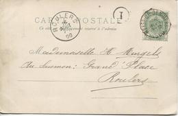 REF863/ TP 53 S/CP Fantaisie Dessinée C.Heyst-op-Den-Berg 16/8/1900 > Roulers C.d'arrivée Boîte T De Hallaar Non Signalé - Landpost (Ruralpost)