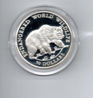 COOK ISLAND 50 DOLLARS 1990 ZILVER PROOF ENDANGERED WORLD LIFE GRIZZLY BEAR - Isole Cook