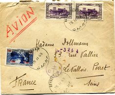 GRAND LIBAN LETTRE PAR AVION CENSUREE DEPART BEYROUTH 15 II 45 POUR LA FRANCE - Brieven En Documenten