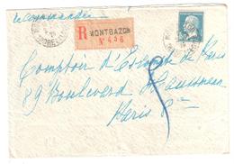 MONTBAZON Indre Et Loire Lettre Recommandée 1,50 F Yv 181 - Briefe U. Dokumente