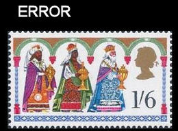 CV:€14.40 Great Britain 1969 Three Kings Xmas Christmas 1/6 ERROR:no Embs.no Phos. GB - Errors, Freaks & Oddities (EFOs