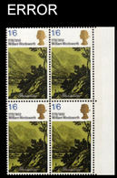 CV:€28.80 Great Britain 1970 Grasmere Mountains Art Lake 1/6Sh MARG.4-BLOCK ERROR:no Emboss.GB - Errors, Freaks & Oddities (EFOs