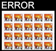 GREAT BRITAIN 2004 Christmas 1st Santa Claus Sun Astronomy COMPLETE SHEET:25 Stamps ERROR:Intact Matrix GB - Variétés, Erreurs & Curiosités