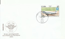 CUBA, SOBRE PRIMER DIA  ANIVERSARIO DE AVIACION CIVIL INTERNACIONAL - Covers & Documents