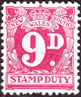 NEW SOUTH WALES 9d Carmine Stamp Duty Revenue Stamp FU - Steuermarken