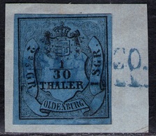 Franco Auf 1/10 Thaler Blau - Oldenburg Nr. 2 III Auf Briefstück - Oldenburg