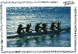 Tahiti Island, Men In Canoe - Océanie