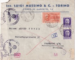 ITALIE 1942 LETTRE EXPRES DE TORINO POUR FRANKFURT AVEC DOUBLE CENSURE - Marcofilía