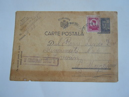 ROMANIA WWII  CARTA POSTALA 4 LEI + 1 LEU 1941 CENZURAT - Portofreiheit