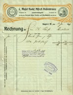HAGEN I W Farbige Rechnung 1907 Deko Jugendstil " C.Mosel/Rosenkranz Fleischwarenfabrik " - Food