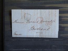 D1 -  Lettre De Londres à Bordeaux Via Calais - 1859 - Marque Postale PD Et Lombard Street Paid En Rouge - ...-1840 Voorlopers