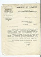 Facture Abîmée - Oxygène De Picardie  - Usine à Rosières En Santerre -(Somme) Oxygène - Azote- Etc..... - Rosieres En Santerre