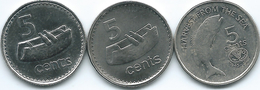 Fiji - Elizabeth II - 5 Cents - 1992 - KM51a; 1995 - FAO - KM77 & 2010 (KM119) - Fidschi