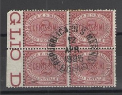 SAN MARINO 1894-99 STEMMA  2 CENTESIMI QUARTINA ANNULLO 12 APRILE 1895 - Used Stamps