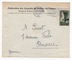 Charleroi 1935 Belgique Fédération Des Amputés De Guerre De France Première Guerre Mondiale WW1 Auxerre Yonne - Storia Postale